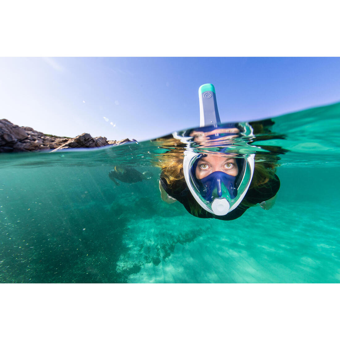 Masque snorkeling surface easybreath + avec valve acoustique > 10 ans - jungl