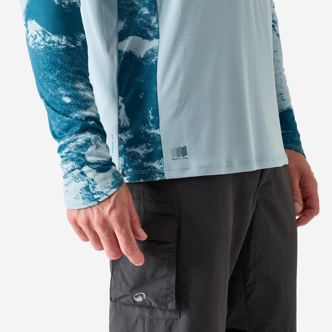 Tee-shirt de pêche anti-uv 500 capuche