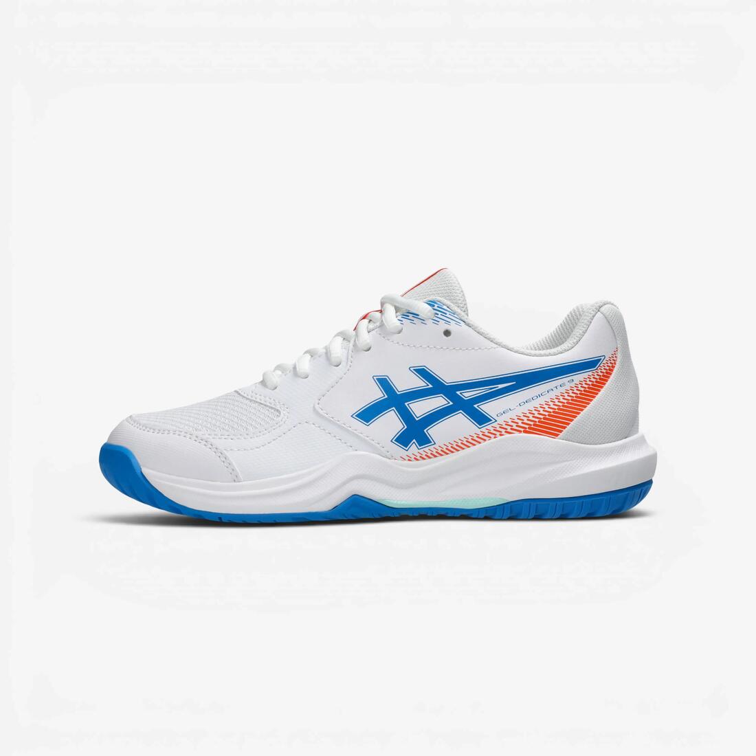 Chaussures de tennis multicourt à lacets enfant, Asics Gel Dedicate 9 GS blanc