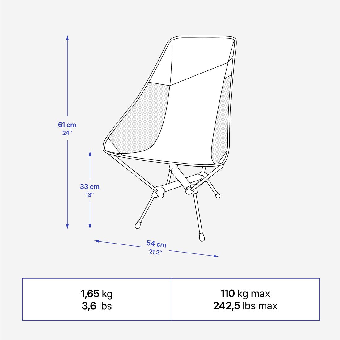 CHAISE BASSE DE CAMPING 500L - PLIANTE ET COMPACTE