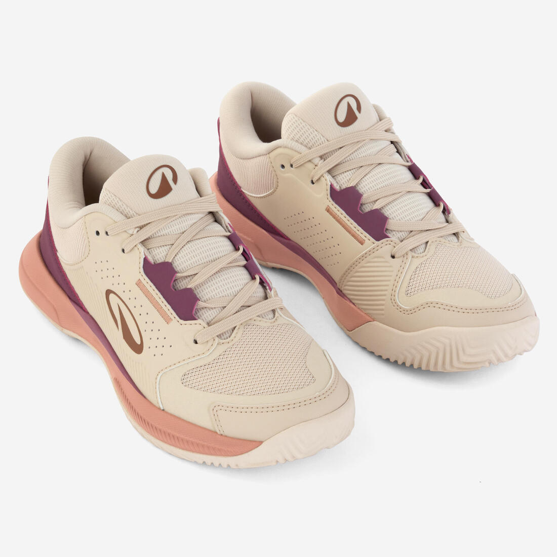 Chaussures de tennis terre battue adulte, Comfort beige rose