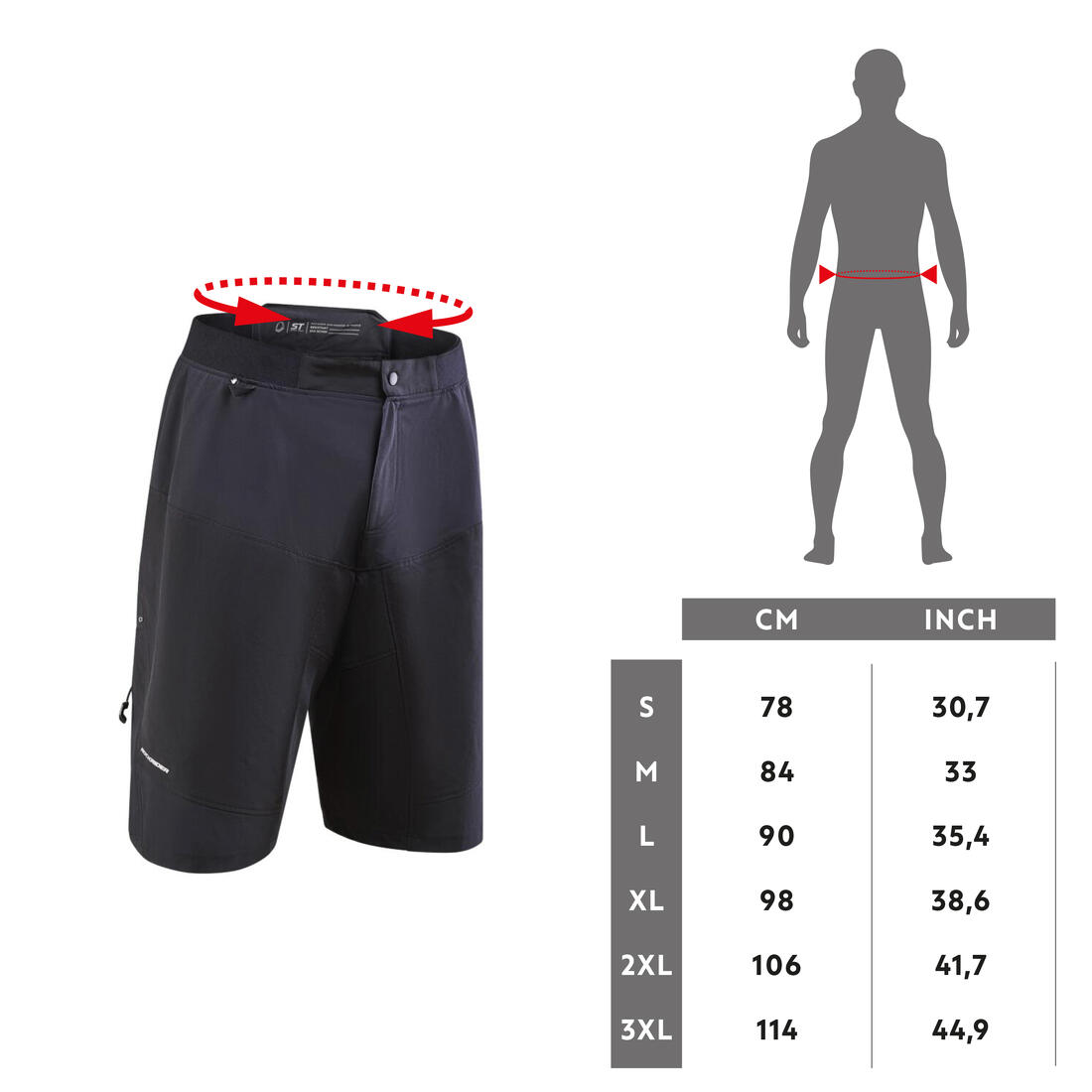 Short 2 en 1 avec sous short VTT Homme, 500