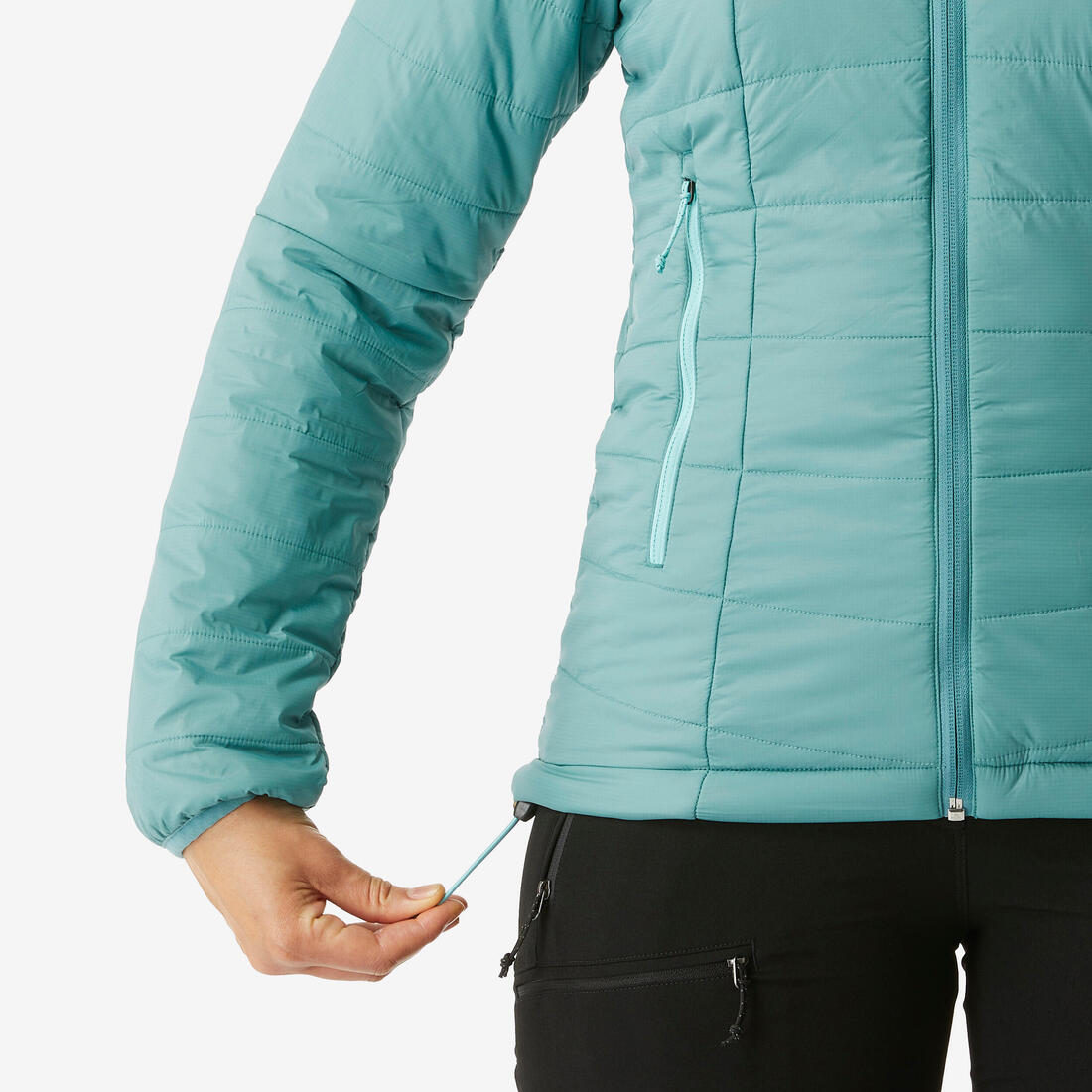 Doudoune de trek à capuche synthétique femme, MT100
