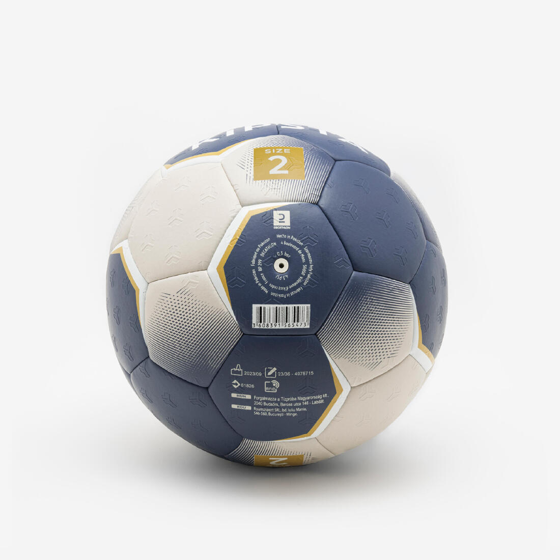 Ballon de handball taille 2 - hb500 hybride bleu/gris