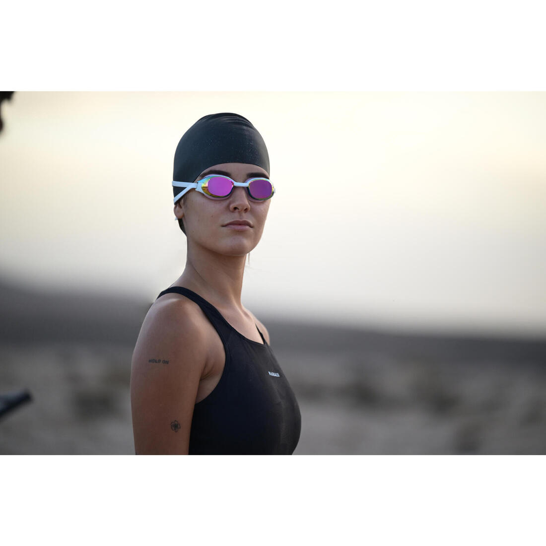 Lunettes de natation Taille Unique - Bfit blanc teintés bleus - Nouvel anti-buée