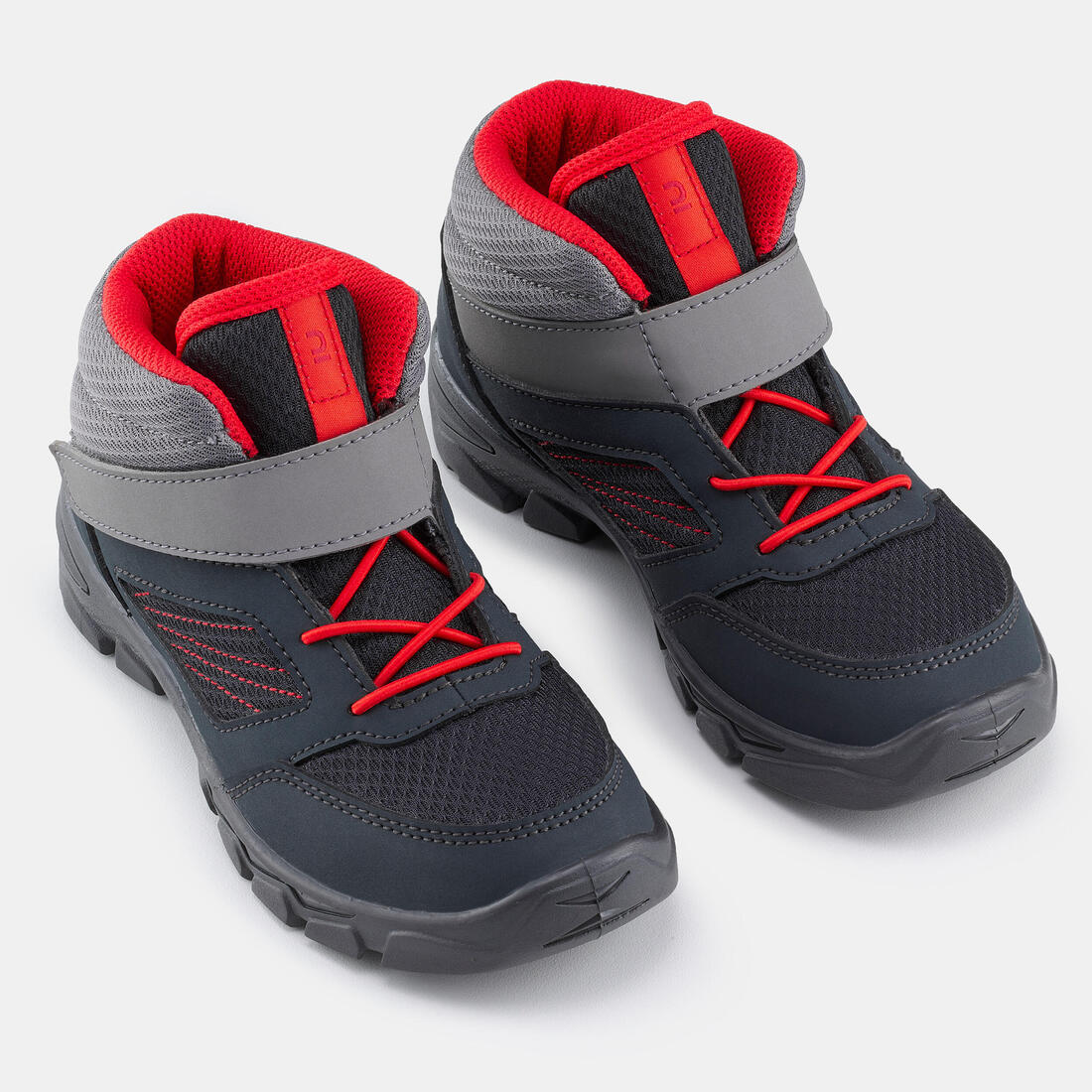 Chaussures de randonnée mid à scratch 24 au 34 enfant, NH100 gris