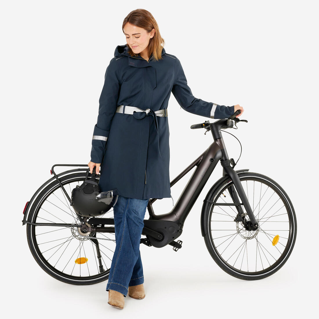 Trench femme imperméable avec capuche - vélo ville
