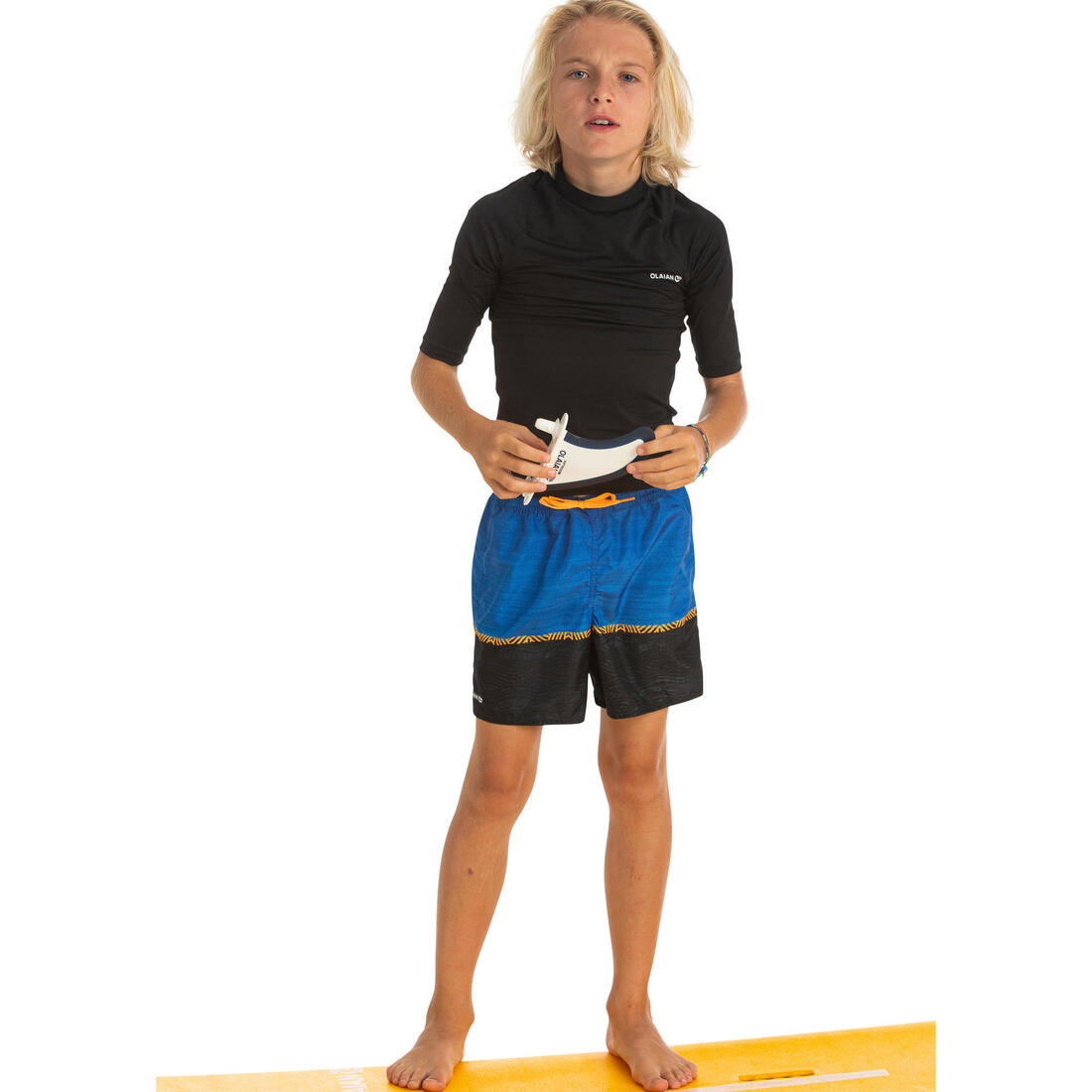 Short de bain 100 bleu noir