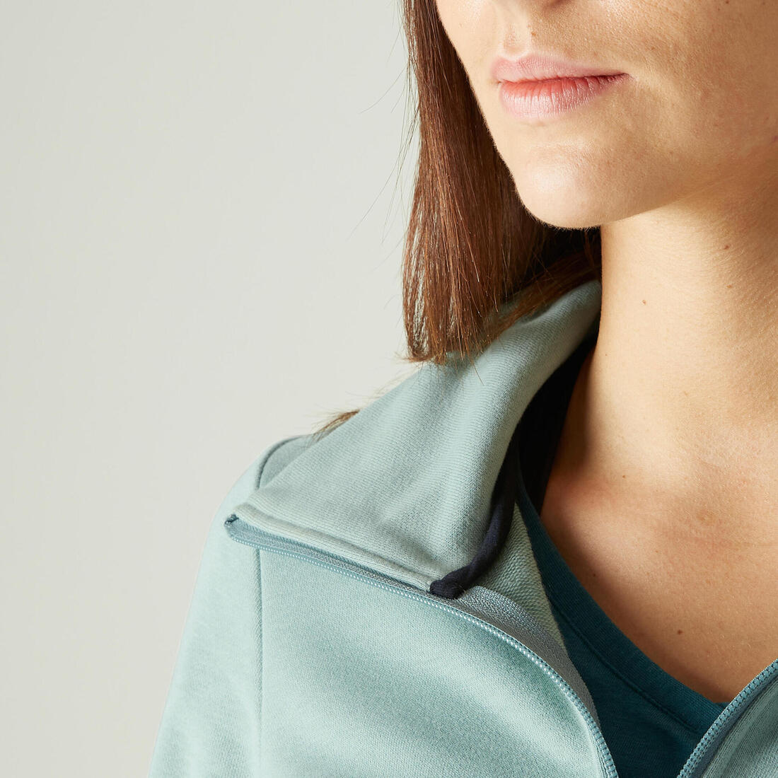 Sweat Zippé col haut Fitness Rose
