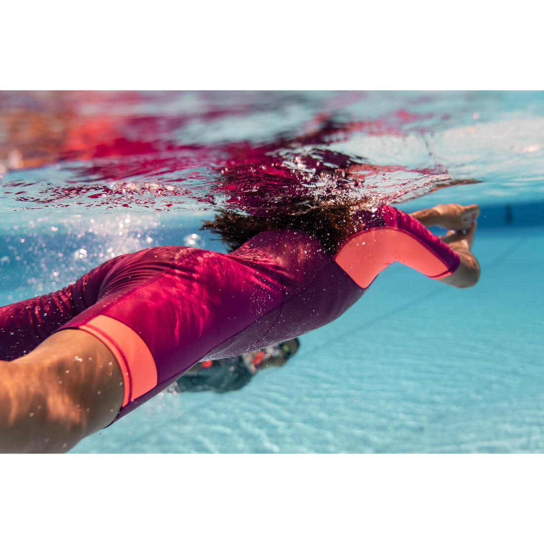 Combinaison De Natation Garçon - Shorty 100 Kloupi - Bleu Rouge