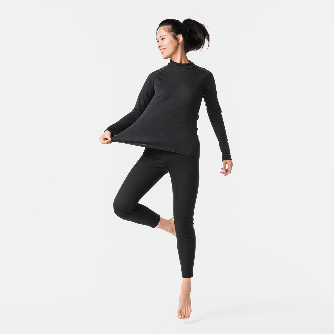 Sous-vêtement pantalon thermique de ski femme - bl 100 bas - noir