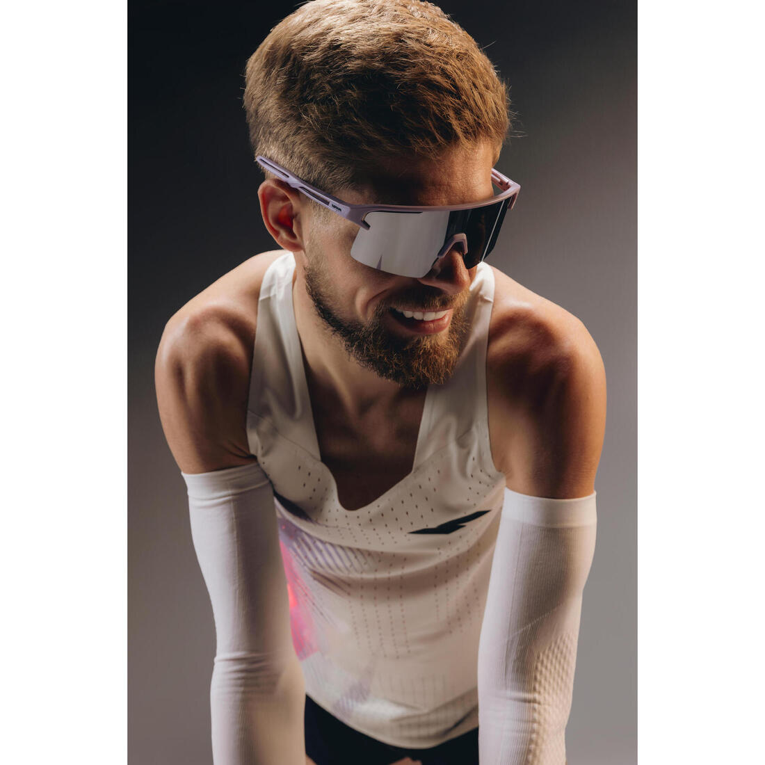 Débardeur de running Homme, Kiprun PROTEAM beige rose