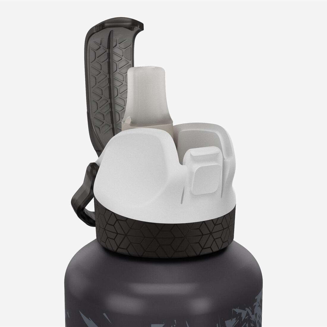 Gourde 500 enfant 0,6L en alu, bouchon instantané, pipette et paille, randonnée