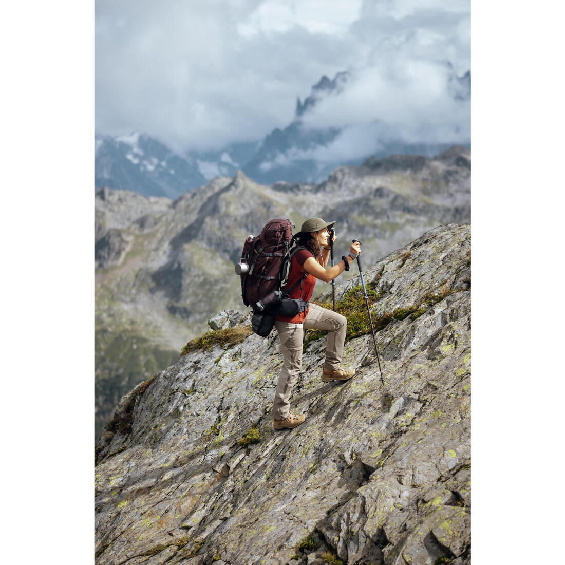 Pantalon modulable 2 en 1 de trek montagne - mt500 - femme