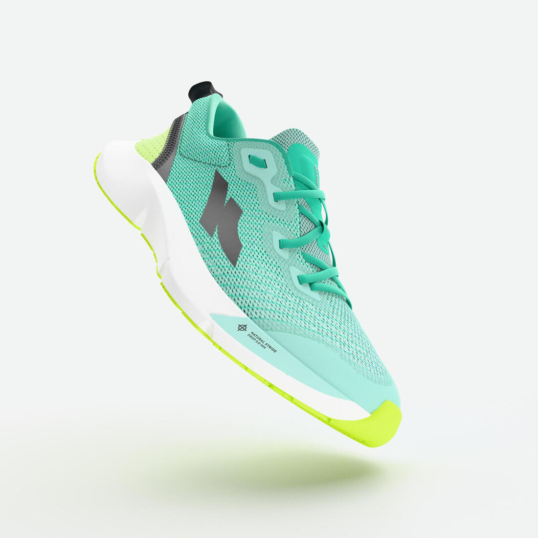 Chaussures de running drop 0 Enfant - KIPRUN KN500 vertes jaunes noires