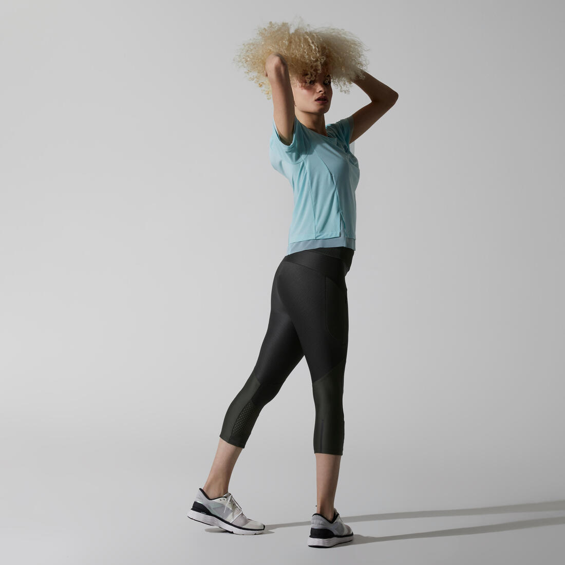 Legging court running respirant femme - Dry+ Feel noir