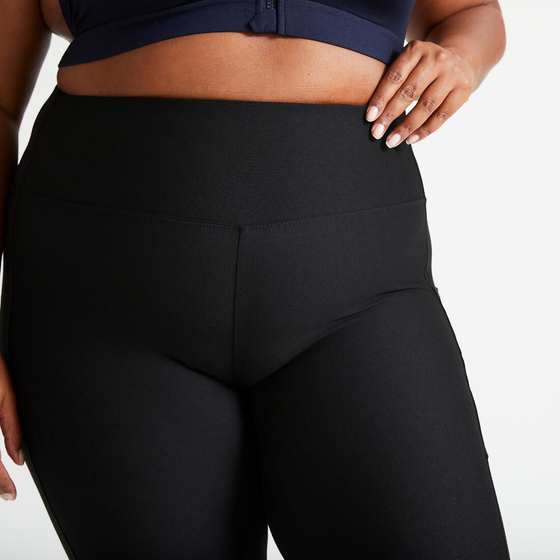 Legging de sport 7/8 respirant et grande taille, noir