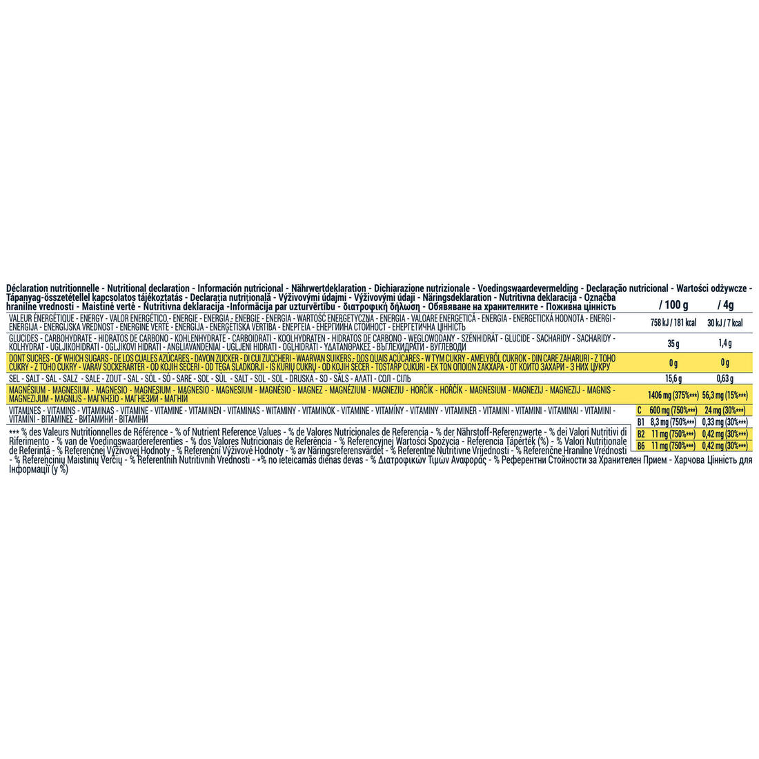 Boisson électrolytes sans sucre en tablettes effervescentes citron, x40