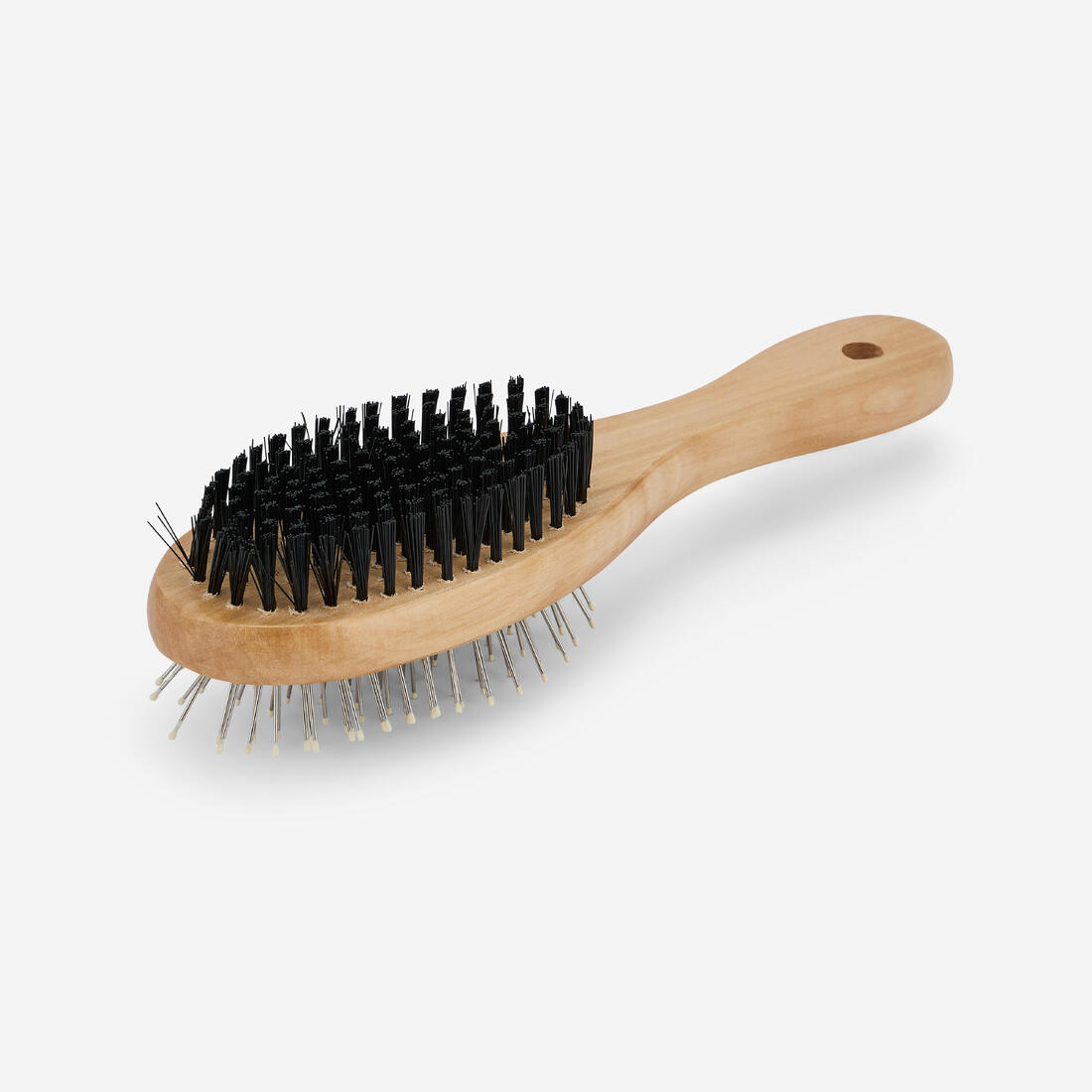 Brosse pour chien double, manche en bois