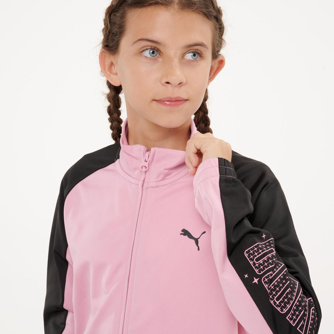 Ensemble survêtement polyester fille, rose et