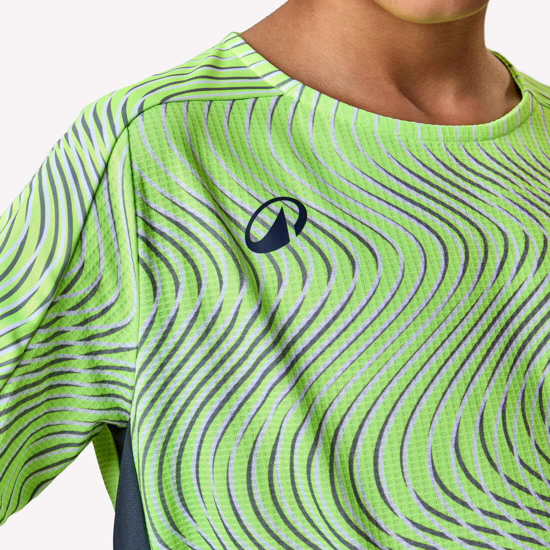 MAILLOT DE FOOTBALL ENFANT MANCHES COURTES VIRALTO WAVE JAUNE FLUO, GRIS ,NOIR
