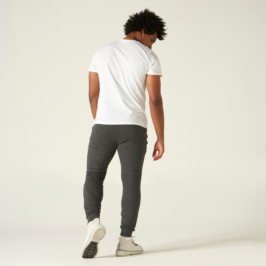 Pantalon jogging Fitness Slim Poches Zippées Gris Foncé