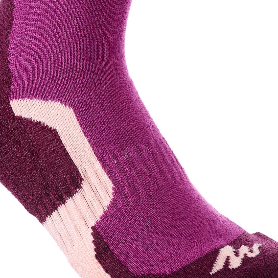 2 paires de chaussettes de randonnée tiges hautes enfant Crossocks Menthe Beige