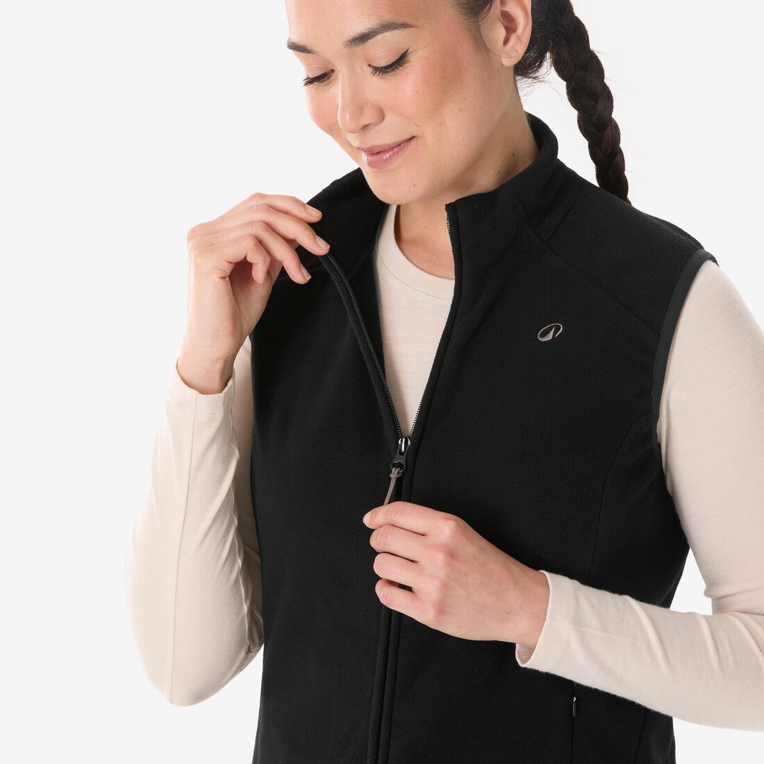 Gilet polaire de randonnée montagne femme, MH100 noir