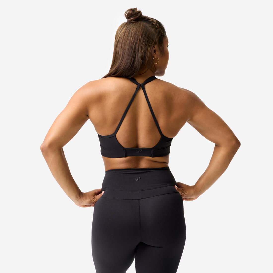 Brassière dos ouvert maintien léger Femme, Noir