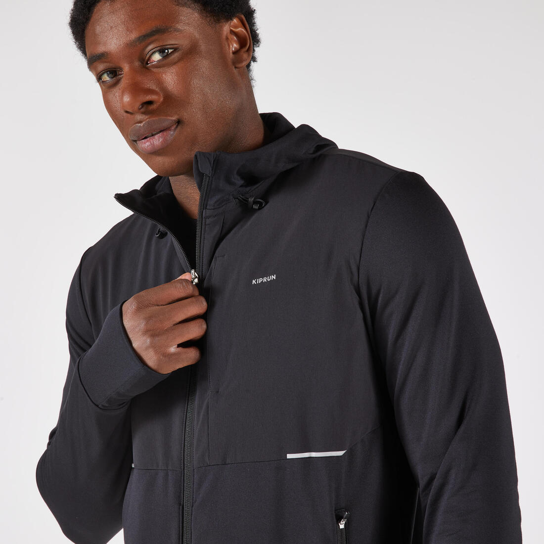 Veste chaude de running Homme, KIPRUN Run 100 warm noire