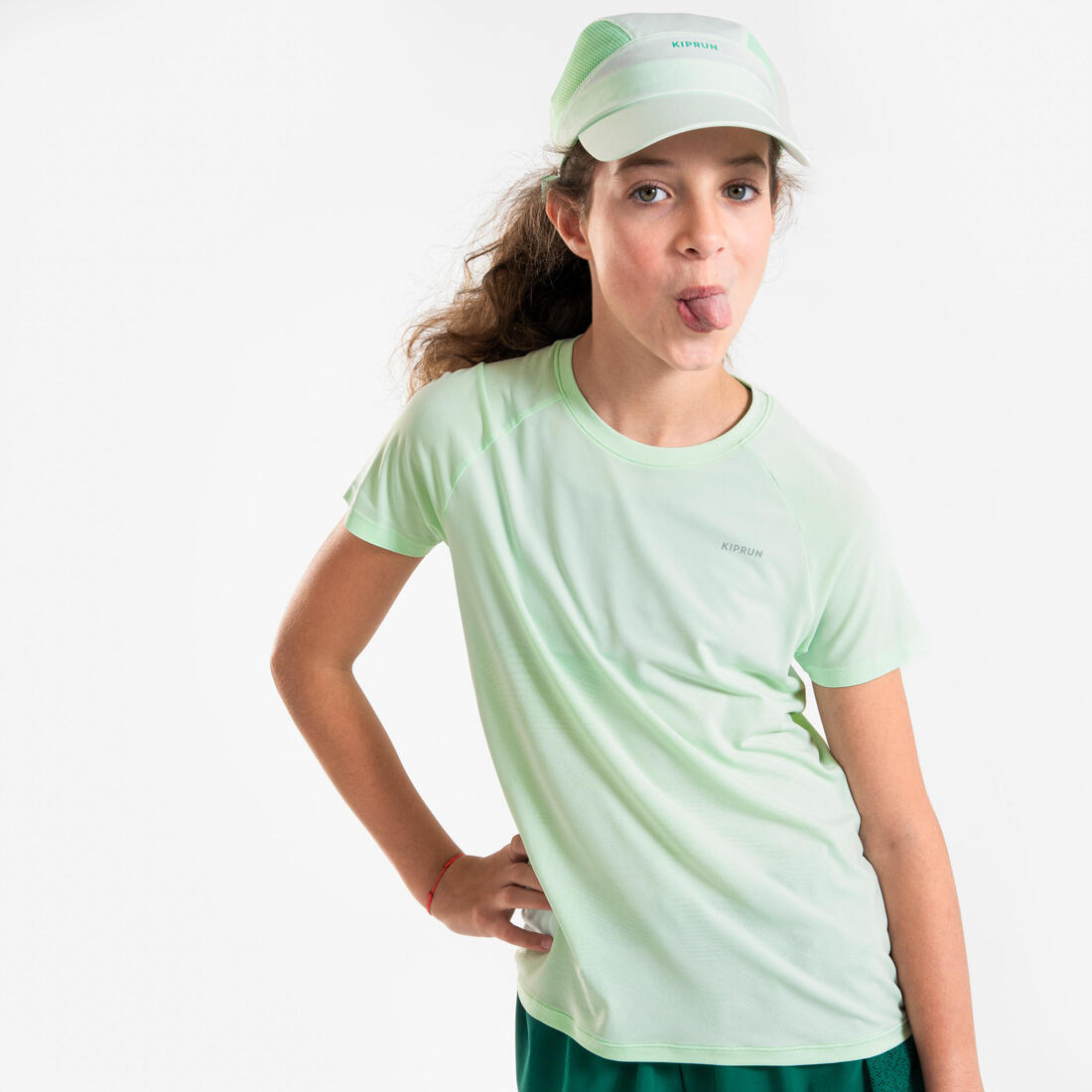 Casquette de running Enfant respirante - KIPRUN Run Dry Marine Verte