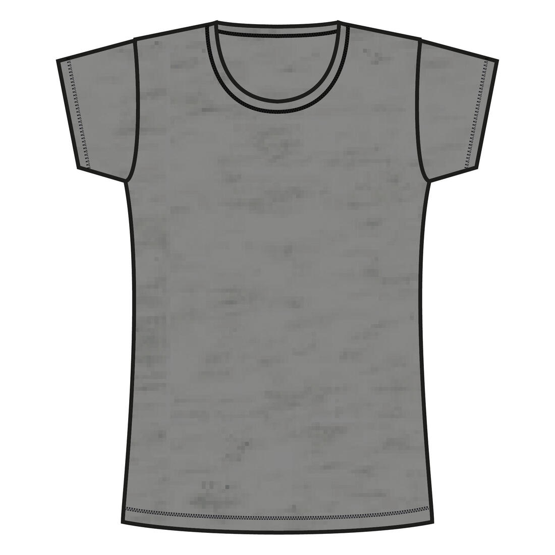 T-shirt fitness manches courtes droit coton col rond femme gris