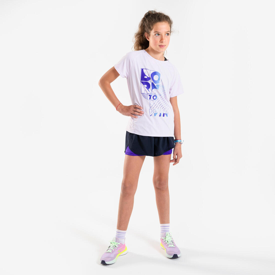 T-shirt de running respirant Fille - KIPRUN DRY+ 500 pastel