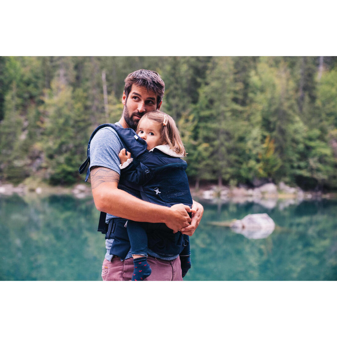 Porte-bébé physiologique de 9 mois à 15kg - MH500 bleu marine