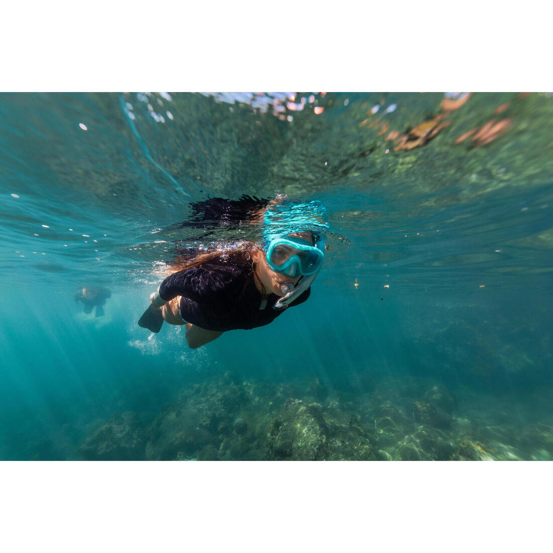 Kit de snorkeling masque ANTI-BUEE CONFORT tuba DRYTOP, 100 adulte