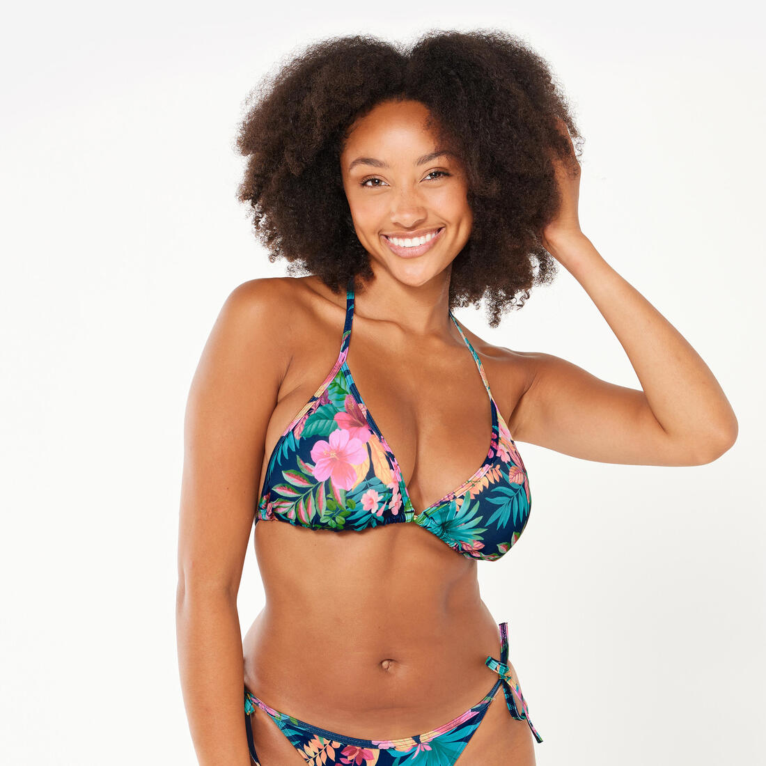 Haut de maillot de bain femme triangle coulissant avec coques mae graphiti