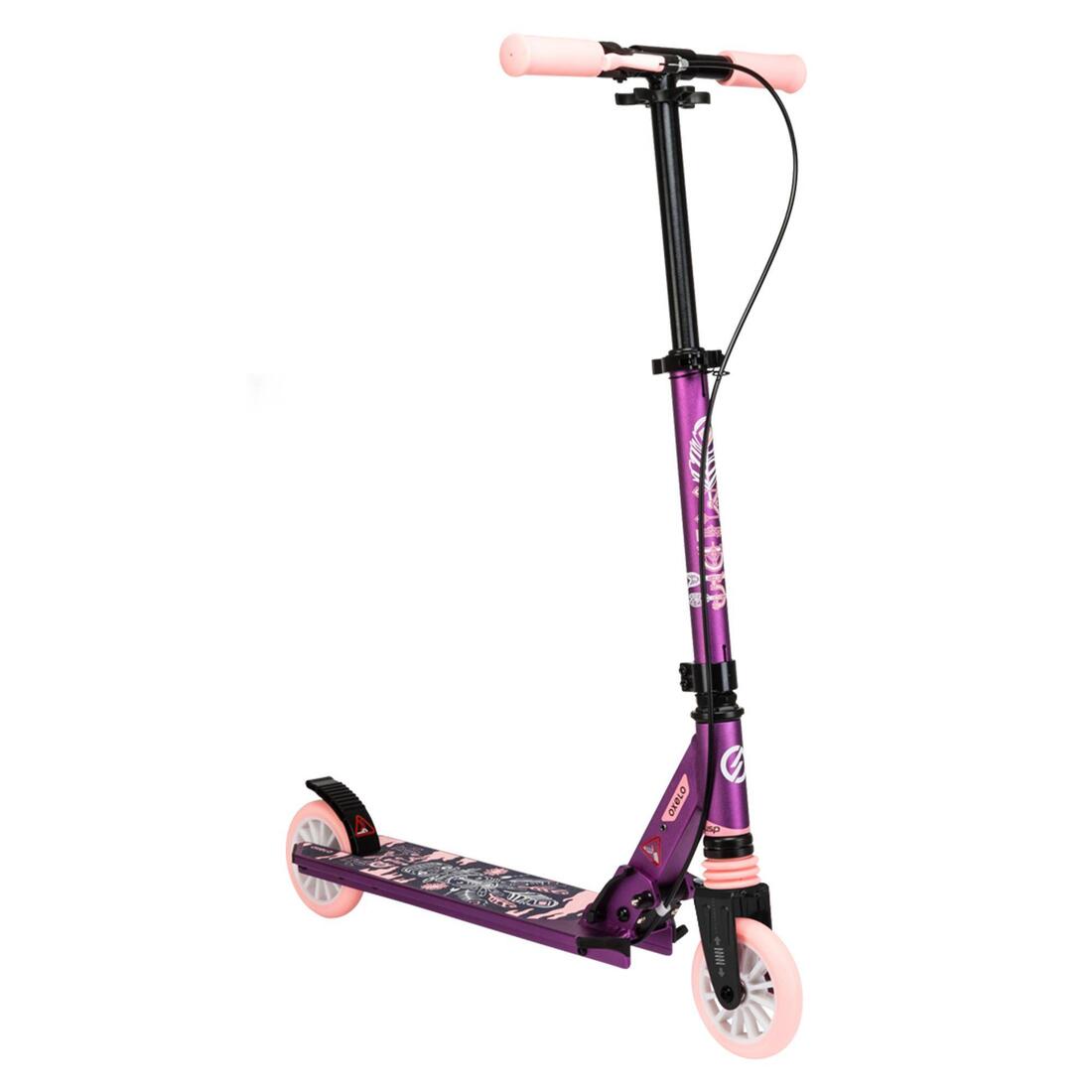 Trottinette enfant mid5 avec frein au guidon et suspension violette