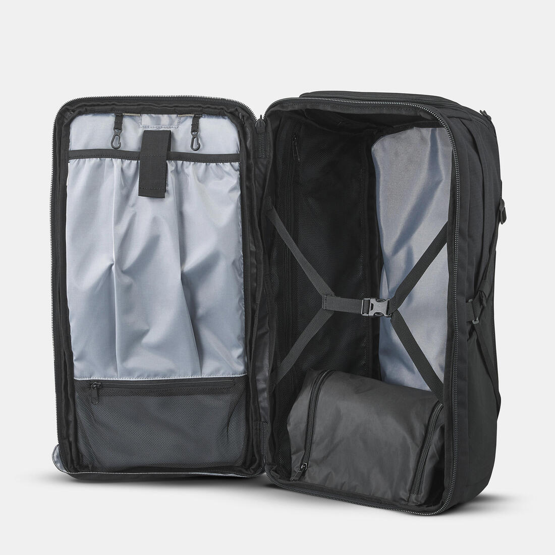 Sac à dos de voyage ouverture valise 50+6L homme, Travel 900 gris