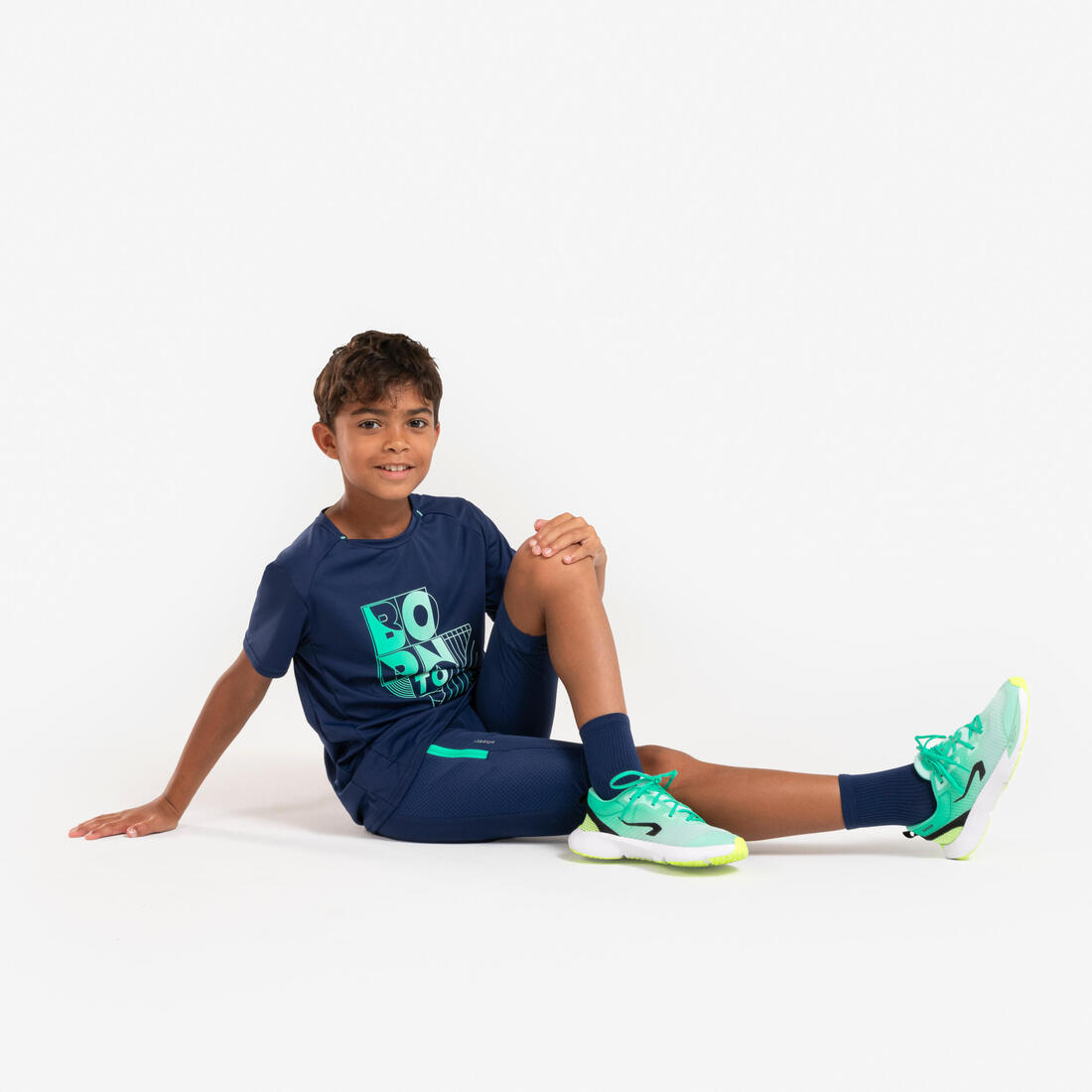 T-shirt de running respirant enfant - kiprun dry+ 500 marine