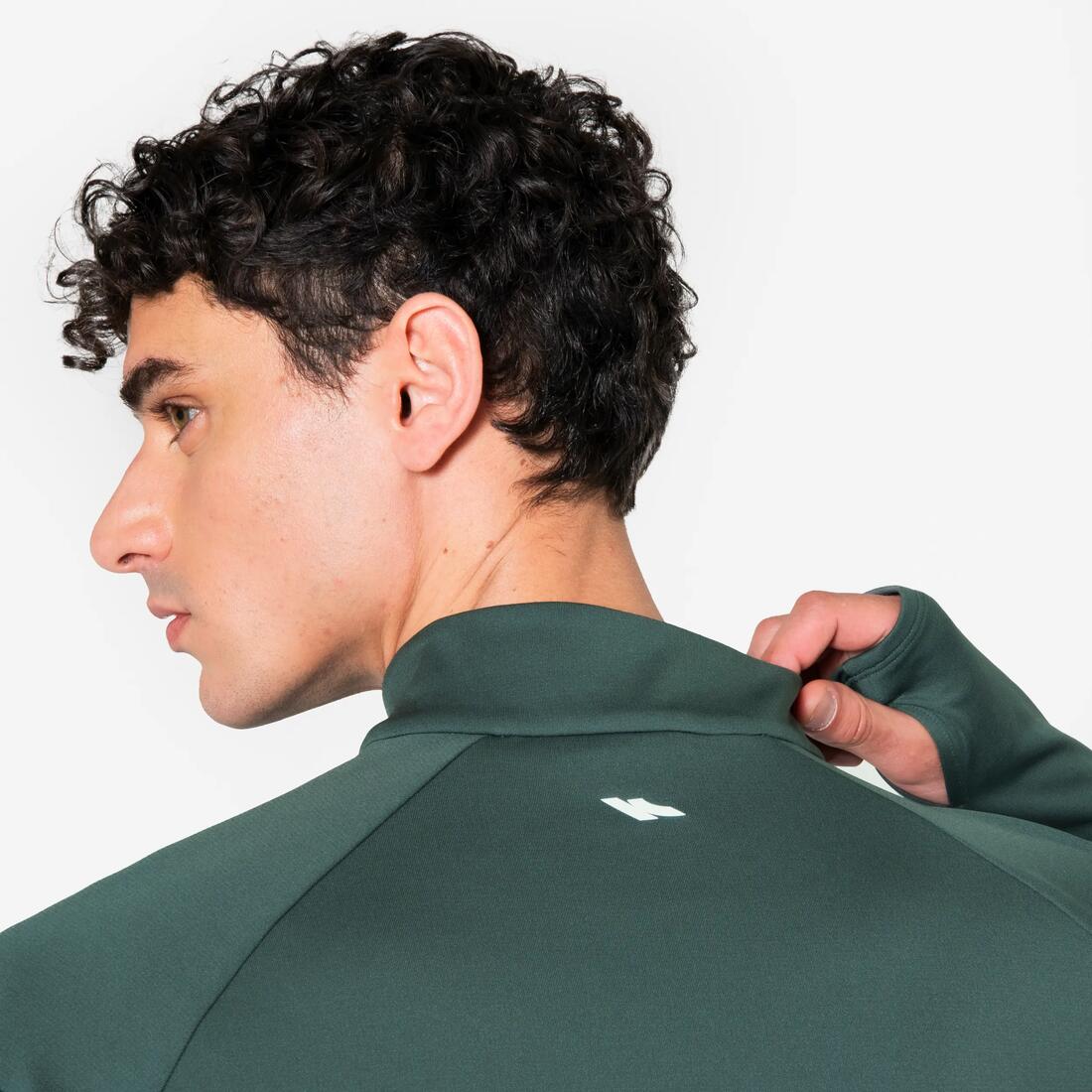 T-shirt manches longues demi zip chaud et respirant Homme, Kiprun Run 100
