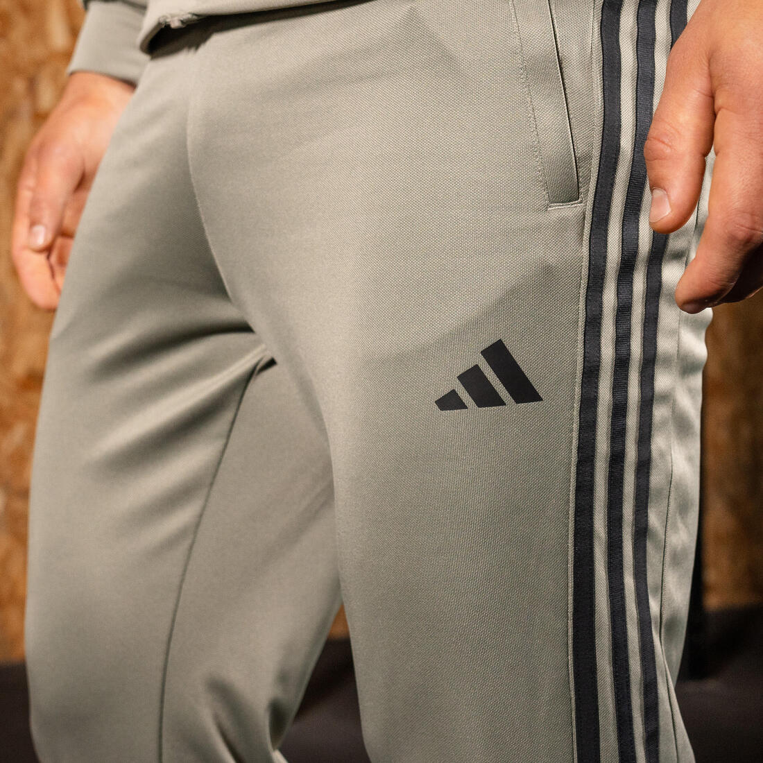 PANTALON JOGGING DE FITNESS CARDIO ADIDAS HOMME GRIS ARGENT