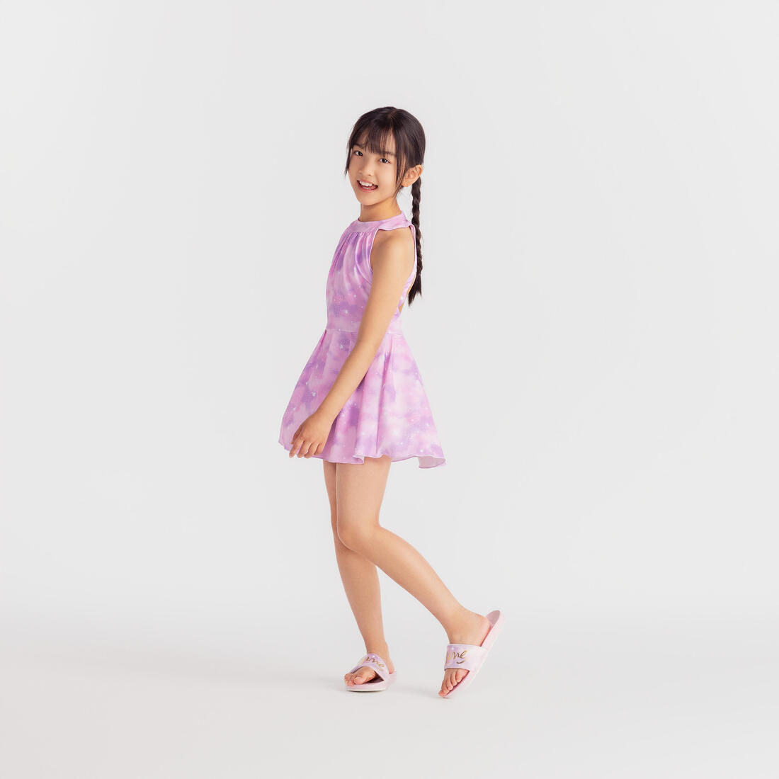 Maillot de bain jupe une pièce pour fille - CN - 1P MINI AMBRE ROSE CIEL