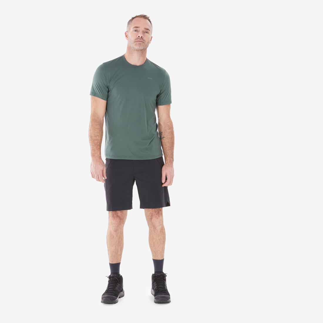 T-shirt de randonnée manches courtes en synthétique - Homme- MH100