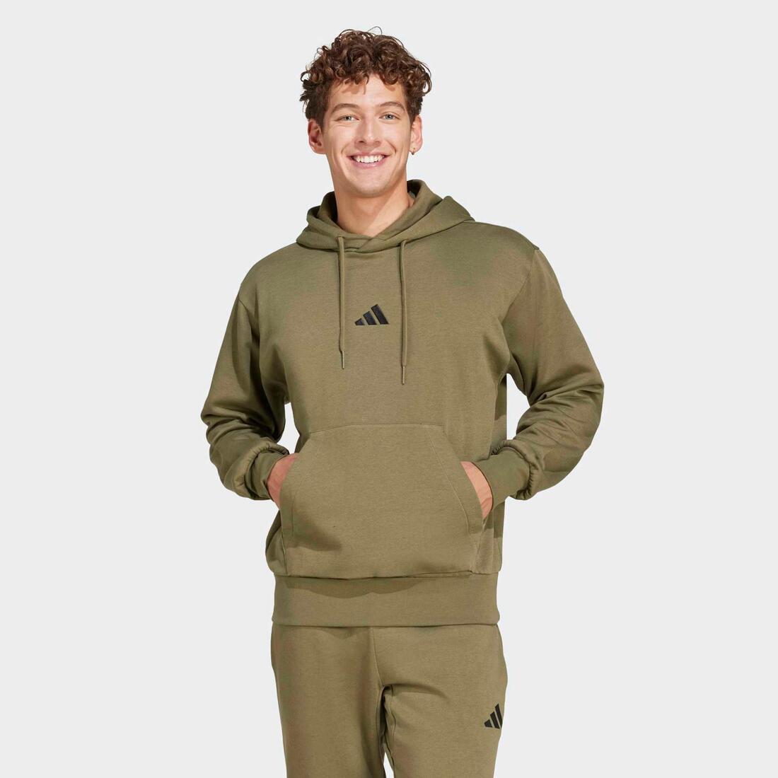 SWEAT CAPUCHE COTON HOMME, OLIVE