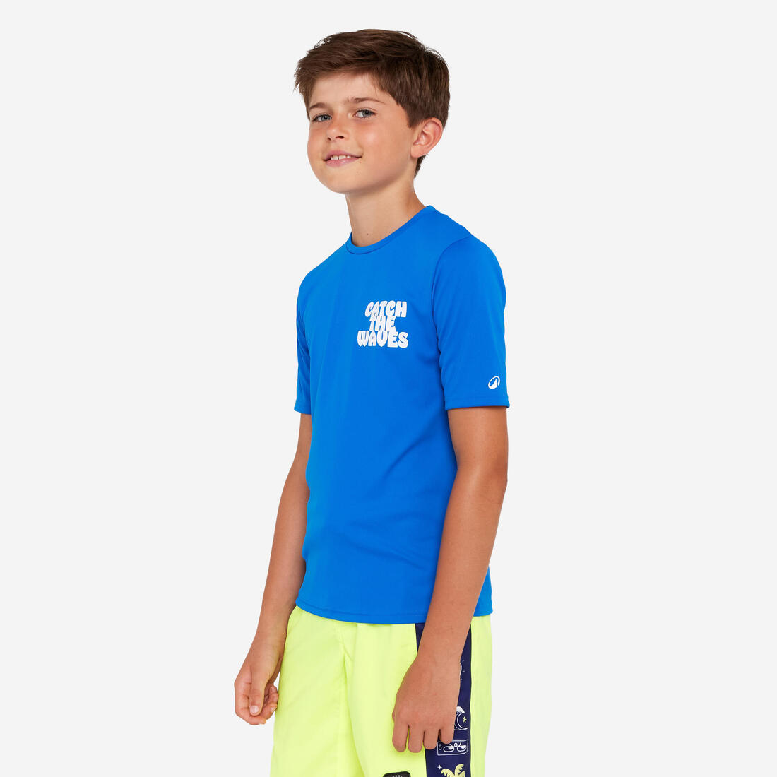 T-shirt anti UV manches courtes surf Junior - 100 blanc noir skate