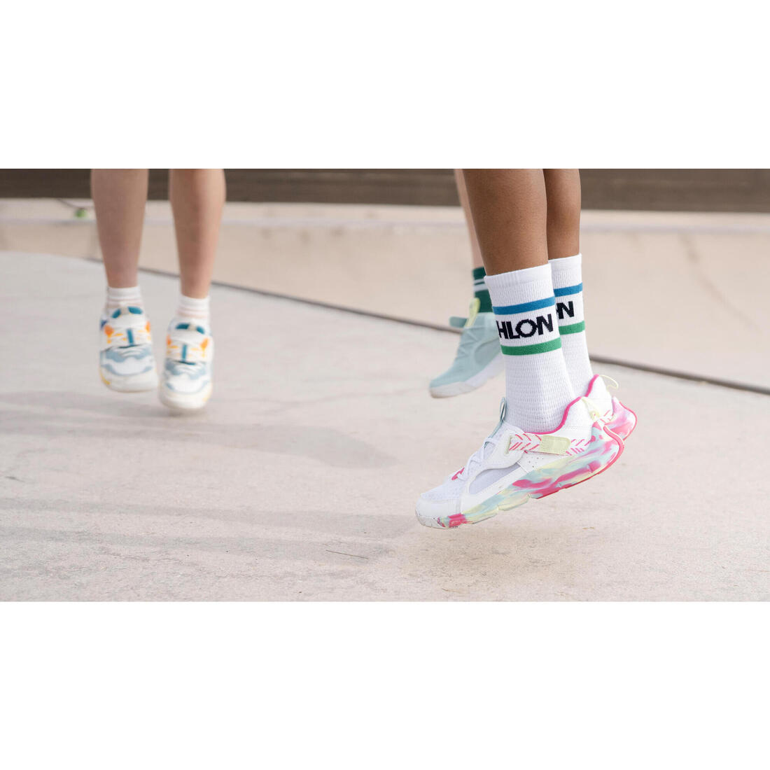 Chaussures de sport à scratch respirantes enfant, Playful Summer bleu et