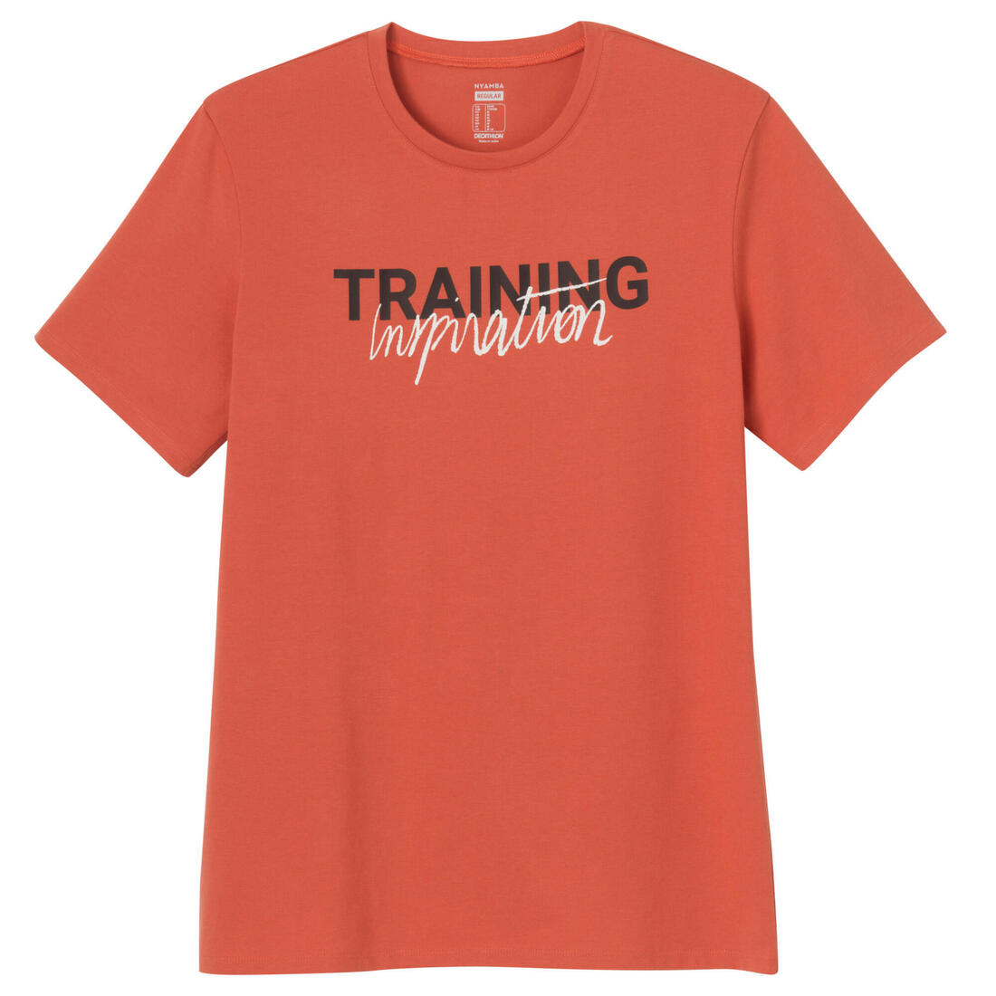 T-shirt fitness manches courtes slim coton col rond homme blanc a imprimé