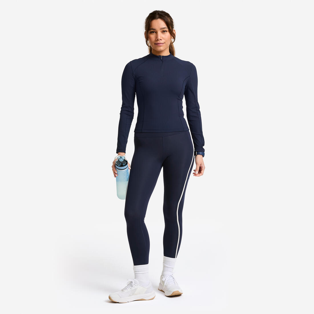 Legging avec bandes taille haute femme foncé