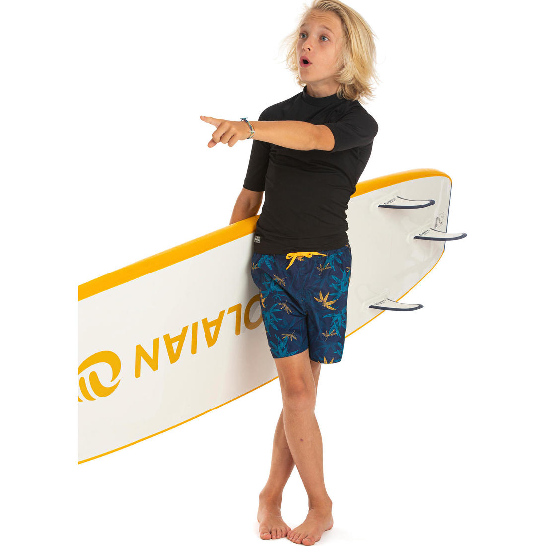 Short de bain 100 bleu noir