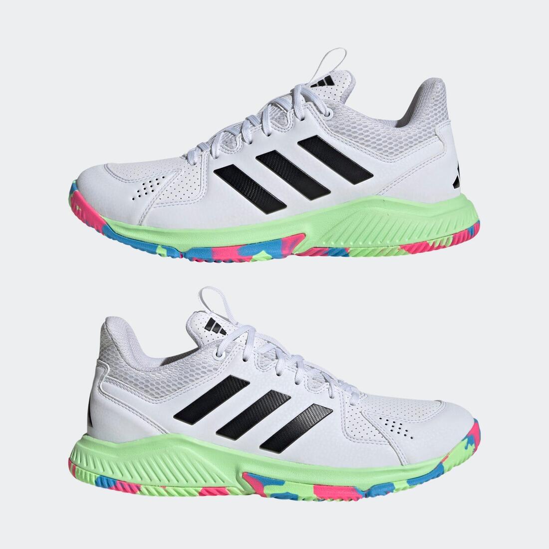 Chaussure de handball Adulte -Adidas Court Flight blanc/jaune/bleu
